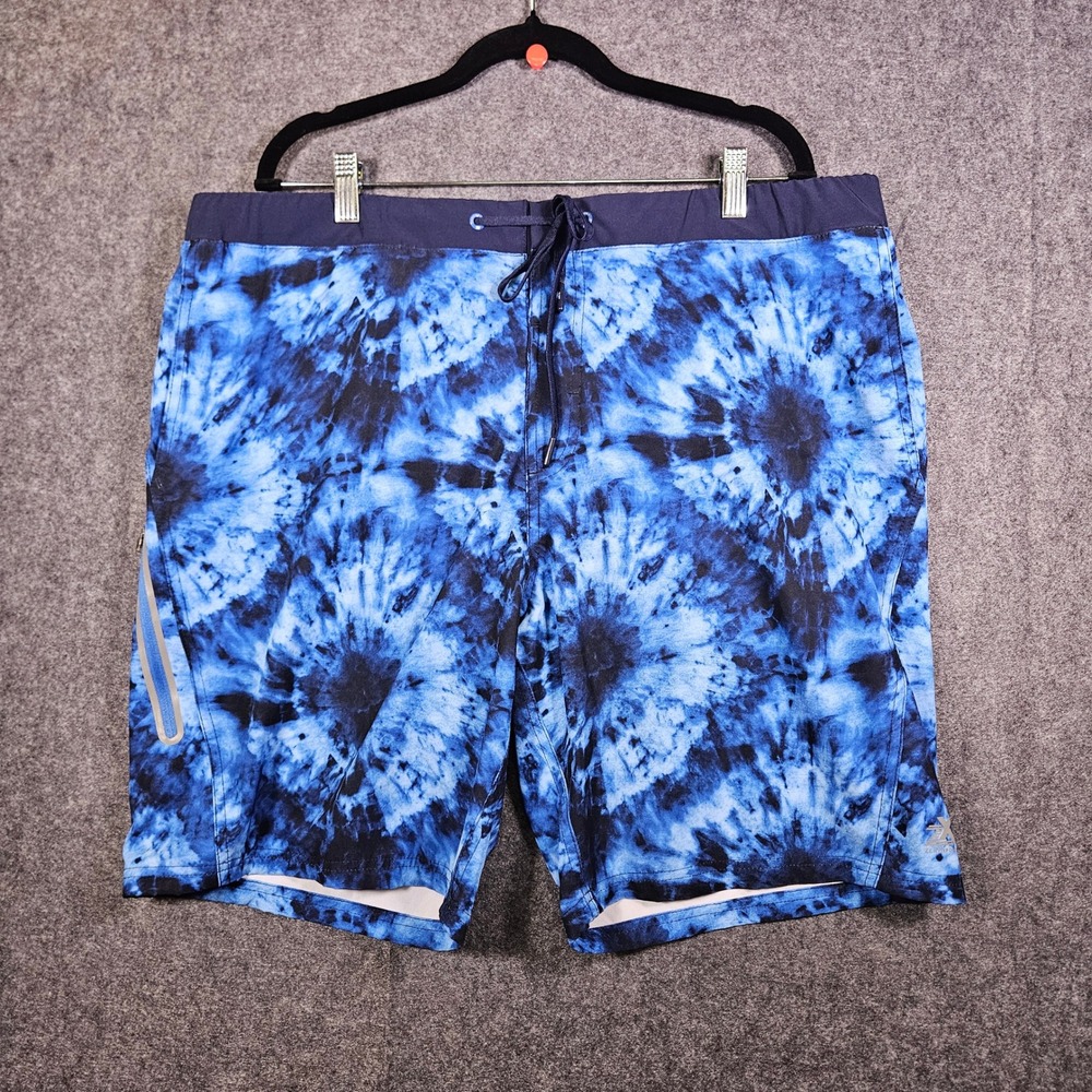 ZeroXposur Mens Blue Tie Dye Board Shorts Swim Beach Vacation Active Surf Sz XL